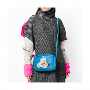 Balenciaga 2019 Leather Puppy & Kitten Camera Shoulder Bag - 발렌시아가 2019 레더 퍼피&키튼 남여공용 카메라 숄더백,BGB0220,블루
