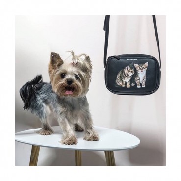 Balenciaga 2019 Leather Kitten Camera Shoulder Bag - 발렌시아가 2019 레더 키튼 남여공용 카메라 숄더백,BGB0218,블랙