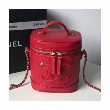 [HOT 잇템]Chanel 2019 Vintage Leather Women Bucket Tote Shoulder Bag ,17CM - 샤넬 2019 빈티지 레더 여성용 버킷 토트 숄더백,CHAB0656,17CM,레드