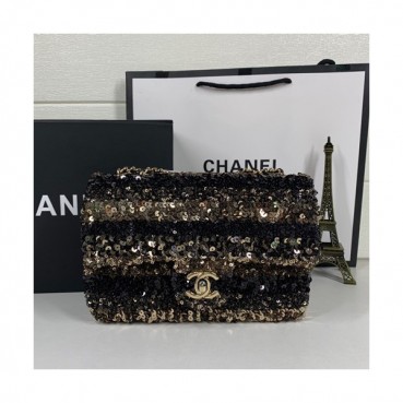 [블링블링 시선강탈]Chanel Women Chain Spangles & Leather Shoulder Bag ,20CM - 샤넬 여성용 체인 스팽글&레더 숄더백 AS0195 
