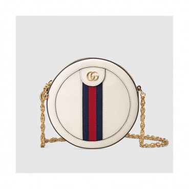Gucci GG Ophidia Mini Leather  Round Women Shoulder Bag,18CM - 구찌 GG 오피디아 미니 레더 라운드 여성용 숄더백 550618,GUB0536,18CM,화이트