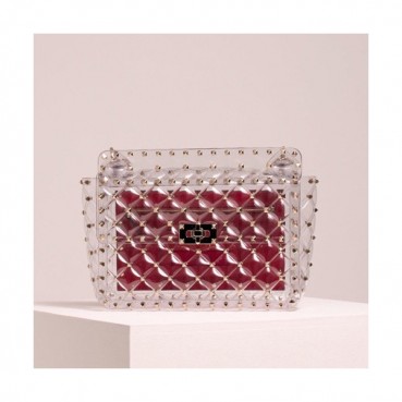 Valentino 2019 PVZ Tote Shoulder Bag,24CM - 발렌티노 2019 PVZ 토트 숄더백,VTB0463,24CM,레드+투명