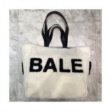Balenciaga 2019 Lambs Wool Tote Shoulder Bag,36CM - 발렌시아가 2019 램스울 여성용 토트 숄더백, BGB0181, 36cm,화이트