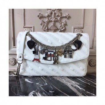 Balenciaga 2019 Lock Round Leather Chain Shoulder Bag,27CM - 발렌시아가 2019 락 라운드 레더 체인 숄더백,BGB0173,27CM,화이트