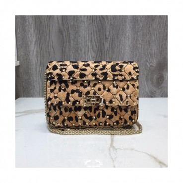 Valentino 2019 Fur Rockstud Spike Small Tote Shoudler Bag,20CM - 발렌티노 2019 퍼 락스터드 스파이크 스몰 토트 숄더백,VTB0403,20CM,연브라운(호피)