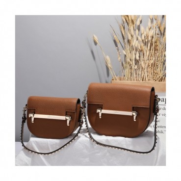 Valentino 2019  Leather Shoudler Bag,17/22CM - 발렌티노 2019 레더 여성용 숄더백,VTB0384,17/22CM,브라운