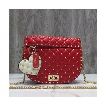 Valentino 2019 Leather Rockstud Spike Tote Shoudler Bag,23CM - 발렌티노 2019 레더 락스터드 스파이크 토트 숄더백,VTB0352,23CM,레드