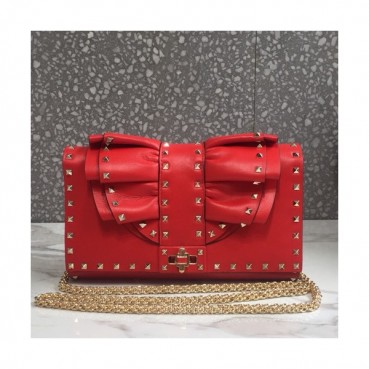 Valentino 2019 Leather Rockstud Shoudler Bag,23.5CM - 발렌티노 2019 레더 락스터드 숄더백,VTB0351,23.5CM,레드