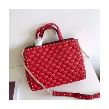 Valentino 2019 Leather Rockstud Spike Tote Shoudler Bag,26CM - 발렌티노 2019 레더 락스터드 스파이크 토트 숄더백,VTB0350,26CM,레드