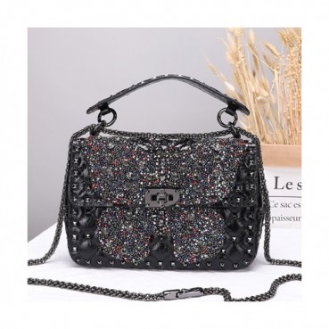 [봄신상]Valentino 2019 Leather Rockstud Spike Tote Shoudler Bag,24CM - 발렌티노 2019 레더 락스터드 스파이크 토트 숄더백,VTB0347,24CM,블랙