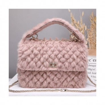 Valentino 2019 Angola&Leather Rockstud Spike Large Tote Shoudler Bag,30CM - 발렌티노 2019 앙고라&레더 락스터드 스파이크 라지 토트 숄더백,VTB0345,30CM,핑크