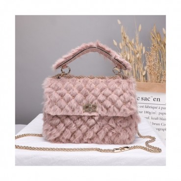 Valentino 2019 Angola&Leather Rockstud Spike Medium Tote Shoudler Bag,24CM - 발렌티노 2019 앙고라&레더 락스터드 스파이크 미듐 토트 숄더백,VTB0344,24CM,핑크