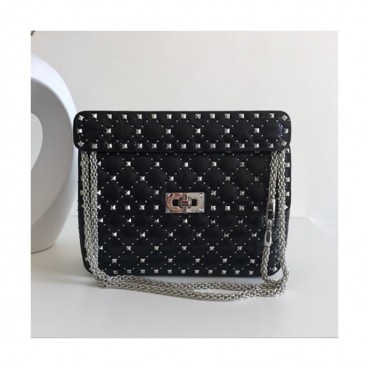Valentino 2019 Leather Rockstud Spike MediumTote Shoudler Bag,24CM - 발렌티노 2019 레더 락스터드 스파이크 미듐 토트 숄더백,VTB0341,24CM,블랙