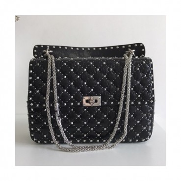Valentino 2019 Leather Rockstud Spike Large Tote Shoudler Bag,30CM - 발렌티노 2019 레더 락스터드 스파이크 라지 토트 숄더백,VTB0340,30CM,블랙