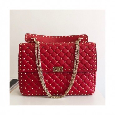 Valentino 2019 Leather Rockstud Spike Large Tote Shoudler Bag,33CM - 발렌티노 2019 레더 락스터드 스파이크 라지 토트 숄더백,VTB0336,33CM,레드