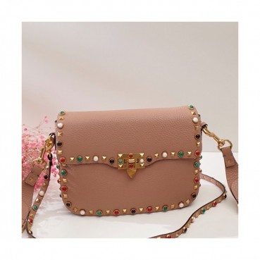 Valentino 2019 Leather Garavani Rockstud Shoudler Bag,26CM - 발렌티노 2019 레더 가라바니 락스터드 숄더백,VTB0334,26CM,핑크