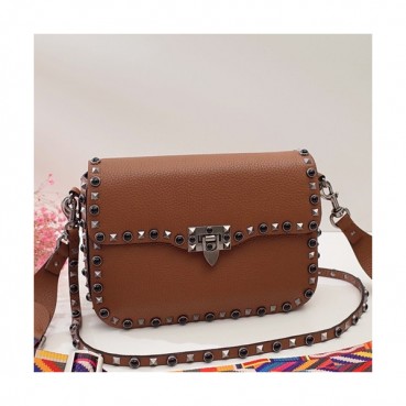 Valentino 2019 Leather Garavani Rockstud Shoudler Bag,26CM - 발렌티노 2019 레더 가라바니 락스터드 숄더백,VTB0330,26CM,브라운