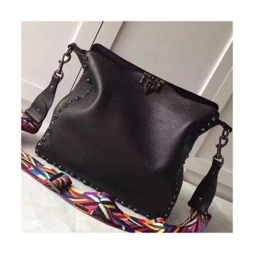 Valentino 2019 Leather Rockstud Shoudler Bag,31CM - 발렌티노 2019 레더 락스터드 숄더백,VTB0296,31CM,블랙