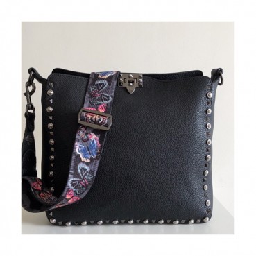 Valentino 2019 Leather Rockstud Shoudler Bag,30CM - 발렌티노 2019 레더 락스터드 숄더백,VTB0295,30CM,블랙