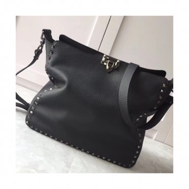 Valentino 2019 Leather Rockstud Shoudler Bag,31CM - 발렌티노 2019 레더 락스터드 숄더백,VTB0293,31CM,블랙