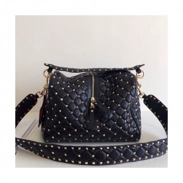 Valentino 2019 Leather Ruckstud Shoudler Bag,26CM - 발렌티노 2019 여성용 레더 락스터드 숄더백 ,VTB0287,26CM,블랙