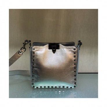 Valentino 2019 Leather Rockstud Spike Shoudler Bag,20CM - 발렌티노 2019 레더 락스터드 스파이크 숄더백,VTB0240,20CM,실버