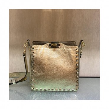 Valentino 2019 Leather Rockstud Spike Shoudler Bag,20CM - 발렌티노 2019 레더 락스터드 스파이크 숄더백,VTB0239,20CM,옐로우골드