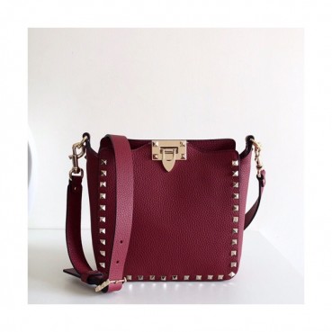 Valentino 2019 Leather Rockstud Spike Shoudler Bag,20CM - 발렌티노 2019 레더 락스터드 스파이크 숄더백,VTB0236,20CM,와인