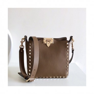 Valentino 2019 Leather Rockstud Spike Shoudler Bag,20CM - 발렌티노 2019 레더 락스터드 스파이크 숄더백,VTB0235,20CM,브라운