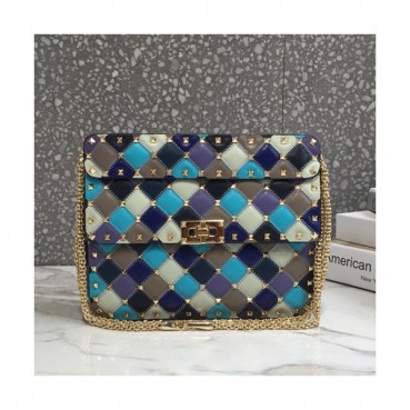 Valentino 2019 Leather Rockstud Spike Tote Shoudler Bag,24CM - 발렌티노 2019 레더 락스터드 스파이크 토트 숄더백,VTB0208,24CM,블루+퍼플