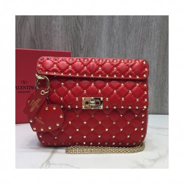 [파격특가!! 심플한듯 센스있게~]Valentino 2019 Leather Rockstud Spike Tote Shoudler Bag,24CM - 발렌티노 2019 레더 락스터드 스파이크 토트 숄더백,VTB0206,24CM,레드