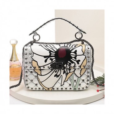 Valentino 2019 Leather Rockstud Spike Tote Shoudler Bag,24CM - 발렌티노 2019 레더 락스터드 스파이크 토트 숄더백,VTB0202,24CM,실버