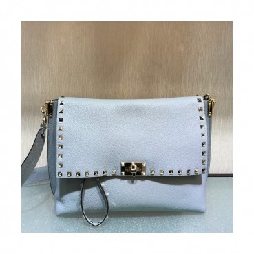 Valentino 2019 Leather Rockstud Shoudler Bag,28CM - 발렌티노 2019 레더 락스터드 숄더백,VTB0199,28CM,연블루