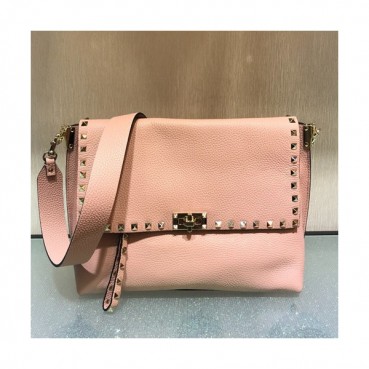 Valentino 2019 Leather Rockstud Shoudler Bag,28CM - 발렌티노 2019 레더 락스터드 숄더백,VTB0198,28CM,핑크
