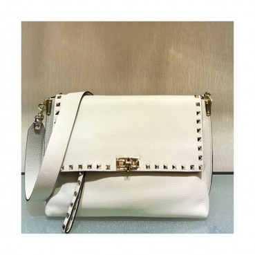 Valentino 2019 Leather Rockstud Shoudler Bag,28CM - 발렌티노 2019 레더 락스터드 숄더백,VTB0197,28CM,아이보리