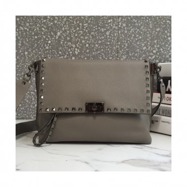 [특가!!!]Valentino 2019 Leather Rockstud Shoudler Bag,28CM - 발렌티노 2019 레더 락스터드 숄더백,VTB0193,28CM,그레이