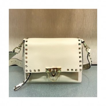 Valentino 2019 Leather Rockstud Shoudler Bag,23CM - 발렌티노 2019 레더 락스터드 숄더백,VTB0141,23CM,크림