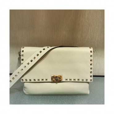 Valentino 2019 Leather Rockstud Shoudler Bag,28CM - 발렌티노 2019 레더 락스터드 숄더백,VTB0131,28CM,크림