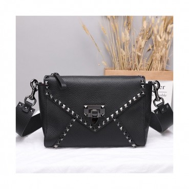 Valentino 2019 Leather Shoudler Bag,24CM - 발렌티노 2019 여성용 레더 숄더백 ,VTB0084,24CM,블랙