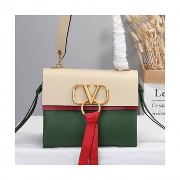 Valentino 2019 V-ring Leather Shoudler Bag,24CM 