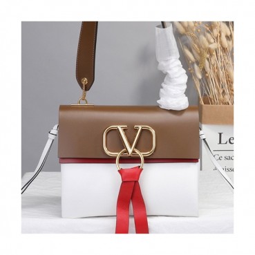 Valentino 2019 V-ring Leather Shoudler Bag,24CM 