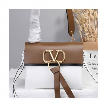 Valentino 2019 V-ring Leather Shoudler Bag,24CM 
