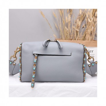 Valentino 2019 Leather Shoudler Bag,25CM - 발렌티노 2019 레더 숄더백,VTB0046,25CM,블루그레이