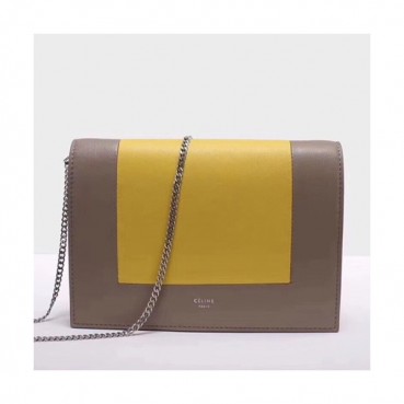 Celine Leather Frame WOC Chain Shoulder Bag,20CM - 셀린느 레더 프레임 WOC 체인 여성용 숄더백 ,CELB0021,21CM,옐로우