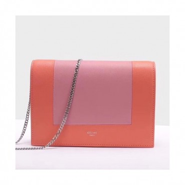 Celine Leather Frame WOC Chain Shoulder Bag,20CM - 셀린느 레더 프레임 WOC 체인 여성용 숄더백 ,CELB0016,21CM,핑크