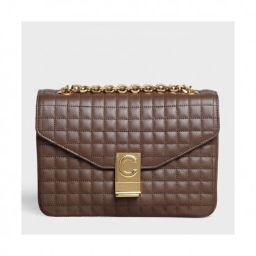 Celine C Leather Chain Shoulder Bag,22CM - 셀린느 C 레더 체인 숄더백 ,187253