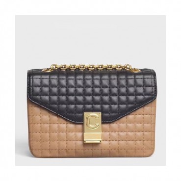 Celine C Leather Chain Shoulder Bag,22CM - 셀린느 C 레더 체인 숄더백 ,187253