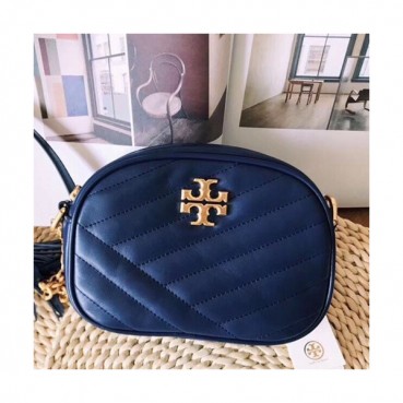 Tory Burch Leather Blue Kira Chevron Small Camera Shoulder Bag,18cm - 토리버치 레더 블루 키라 쉐브론 스몰 카메라 숄더백 TBB0221,18cm