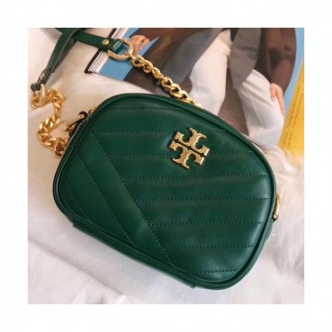 Tory Burch Leather Green Kira Chevron Small Camera Shoulder Bag,18cm - 토리버치 레더 그린 키라 쉐브론 스몰 카메라 숄더백 TBB0219,18cm