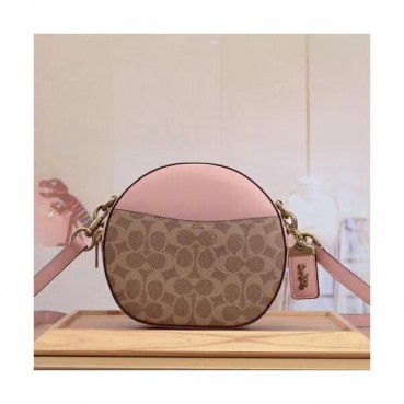 Coach 2019 Leather&PVC Trail Shoulder Bag,20cm - 코치 2019 레더&PVC 트레일 숄더백 COAB0219,20cm,핑크